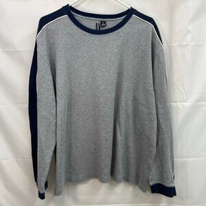 Vintage Joe Boxer men's gray navy‎ blue striped sleeve cotton crewneck shirt XL